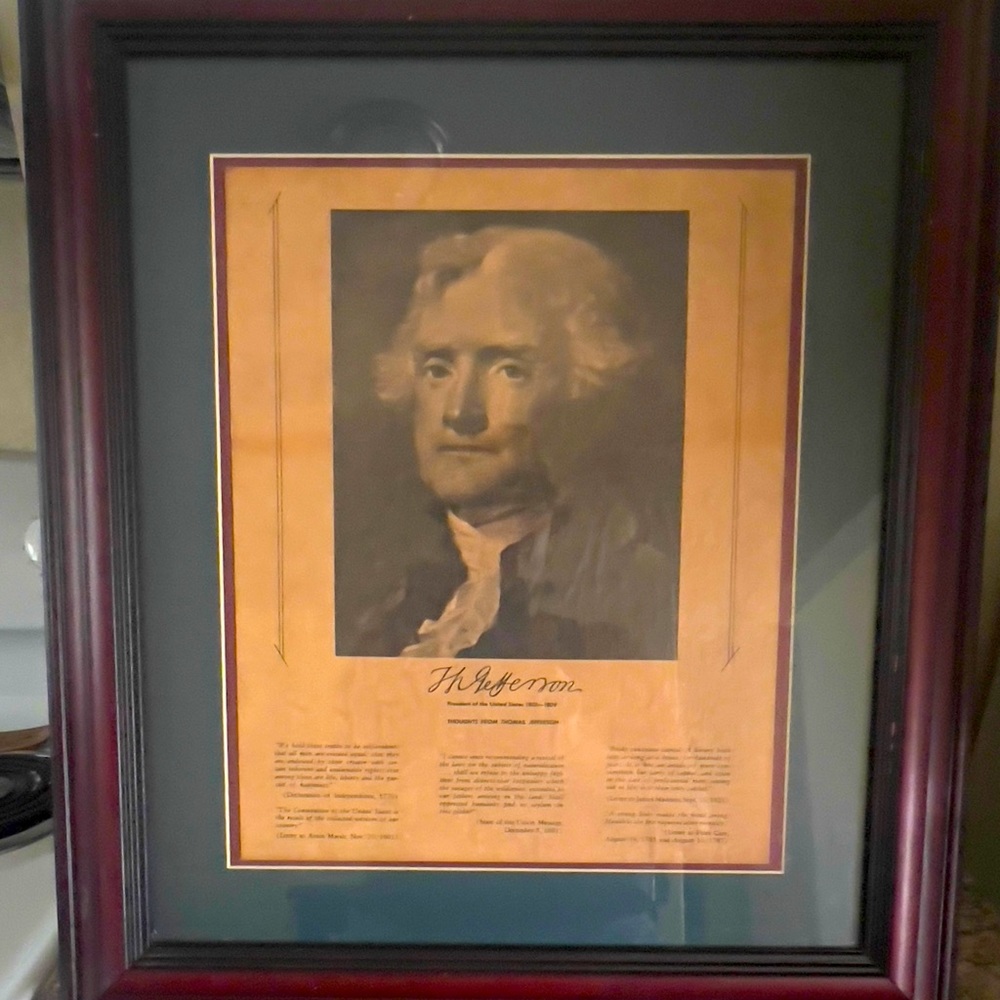 Solid Wood Framed Thomas Jefferson Thoughts
